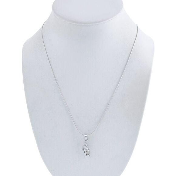 Joyerito Sterling Silver 925 Cubic Zirconia Leaf Pendant Necklace 15.5"-18" - Picture 1 of 5